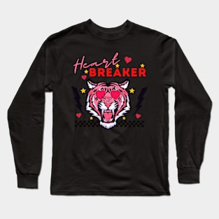 Retro Anti-Valentines Day Heart Breaker 80s 90s Leopard Long Sleeve T-Shirt